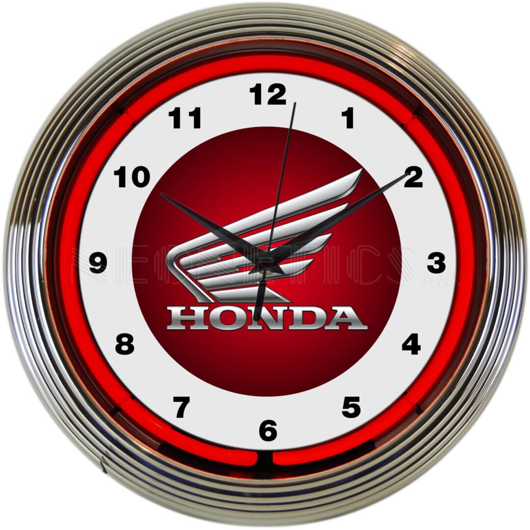 Amazon.com: Neonetics Honda Red Neon Wall Clock, 15-Inch, Chrome